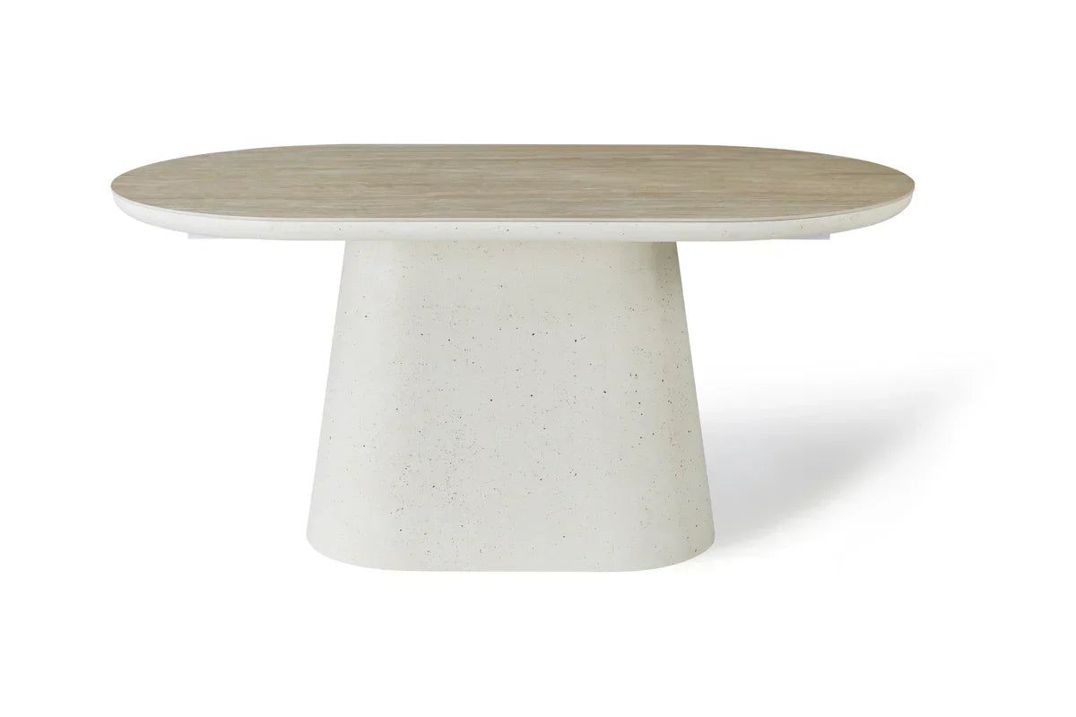 Celine 160cm Ivory & Travertine Small Dining Table