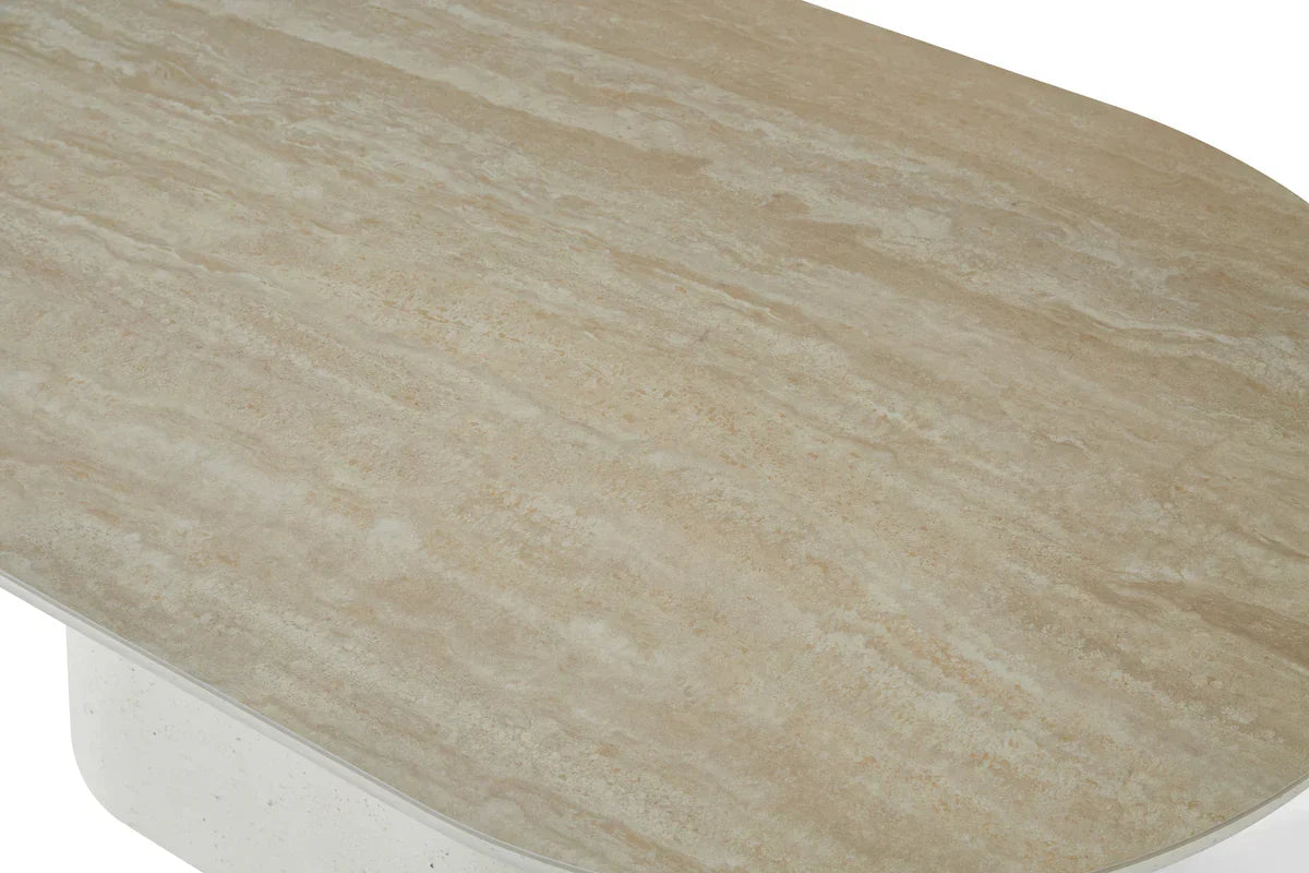 Celine 160cm Ivory & Travertine Small Dining Table