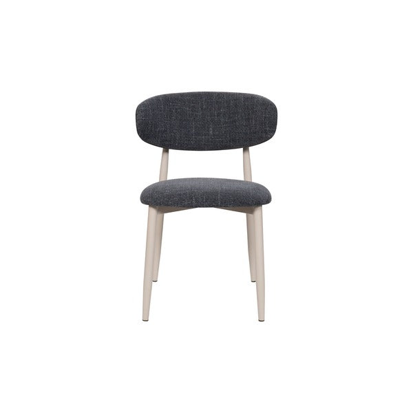 Amiri Modern Curved Boucle Dining Chair With Natural Wood Finish Legs