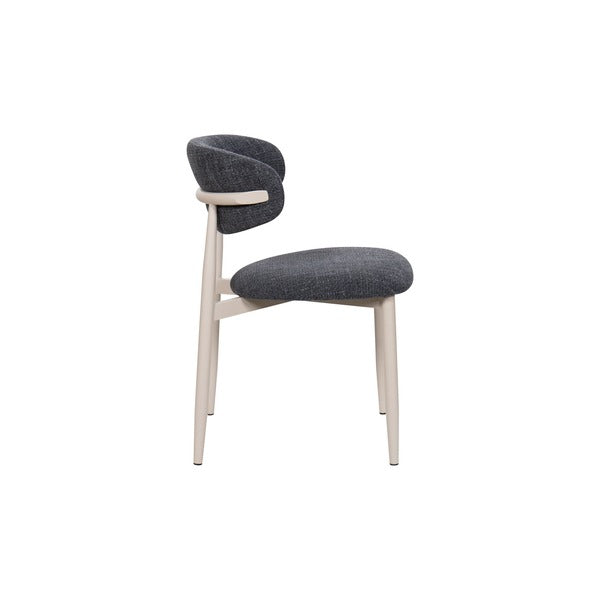 Amiri Modern Curved Boucle Dining Chair With Natural Wood Finish Legs