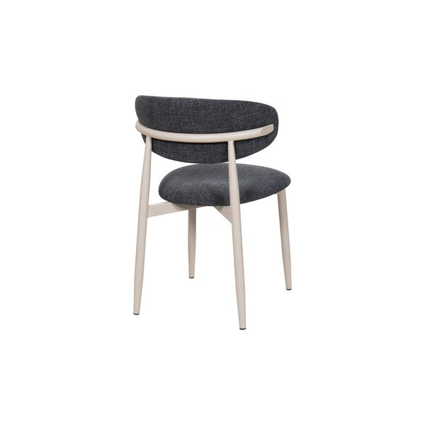 Amiri Modern Curved Boucle Dining Chair With Natural Wood Finish Legs