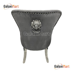 Arianna 180cm Grey Marble Dining Table with 4 Lion Knocker Grey Velvet Dining Chairs and 130cm Matching Bench