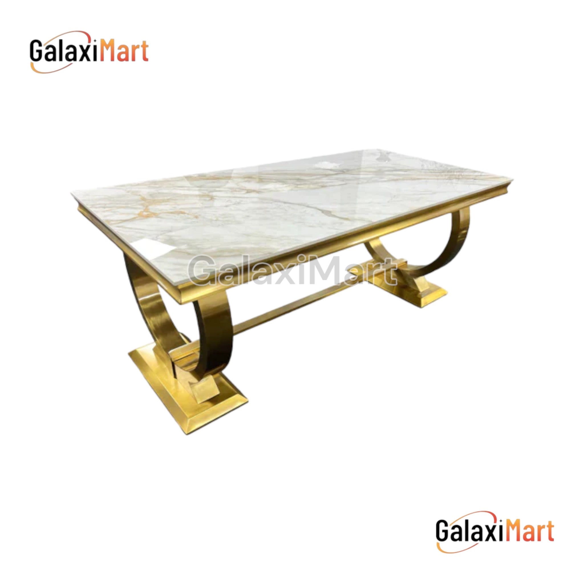 Arianna 180cm Gold Marble Dining Table with Gold Lion Knocker Black Velvet Dining Chairs
