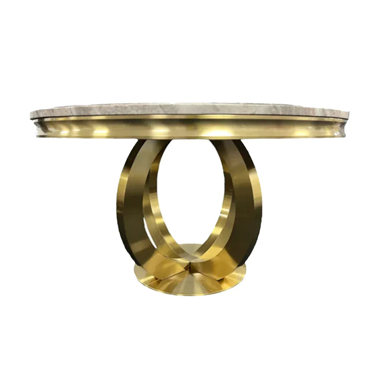 Chelsea 130cm Round Cream & Gold Marble Table + Lasco Cream Gold Chairs