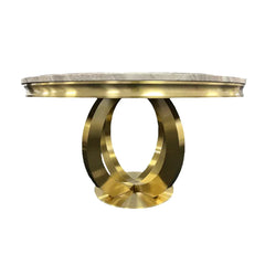 Chelsea 130cm Round Cream/Black with Gold Marble Table + 2/4 Vienna Gold Chairs