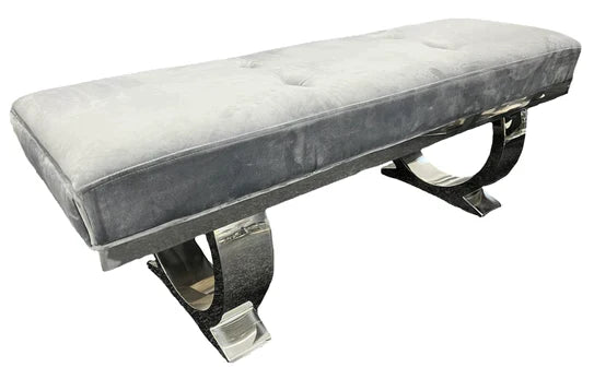 Arianna 150cm Grey Marble Dining Table + Belle Grey Velvet Dining Chairs + Grey 130cm Bench