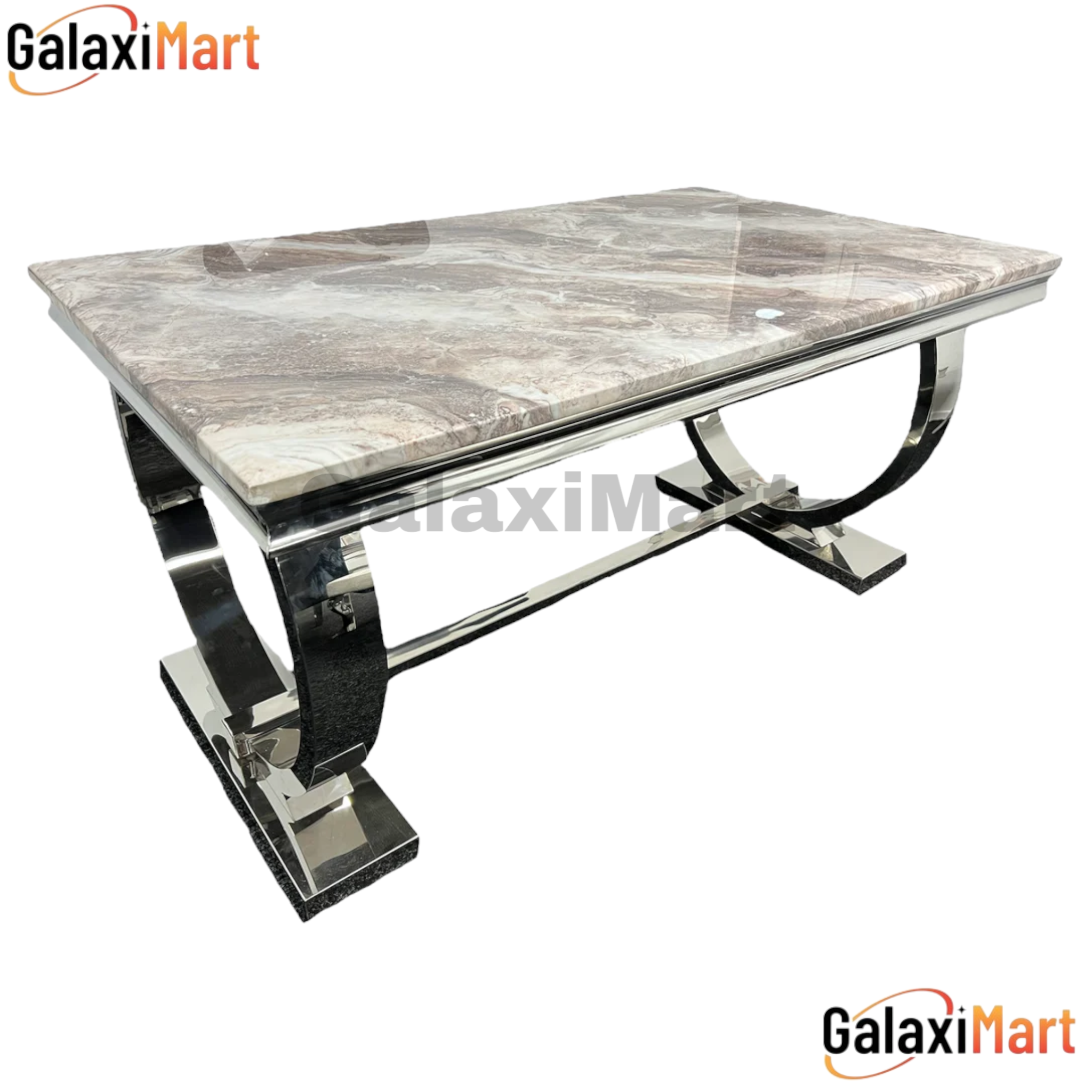 Arianna Grey Marble Dining Table with Nicole PU-Leather Dining Chairs