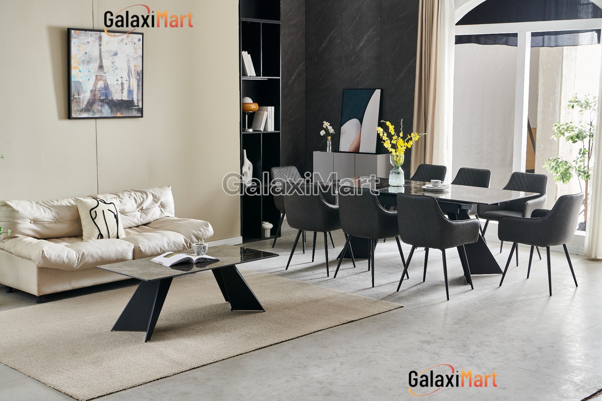 Chicago 160cm-200cm Cream & Gold Extendable Dining Table with Velvet Dining Chairs