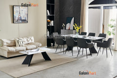 Chicago 160cm-200cm Cream & Gold Extendable Dining Table with Velvet Dining Chairs