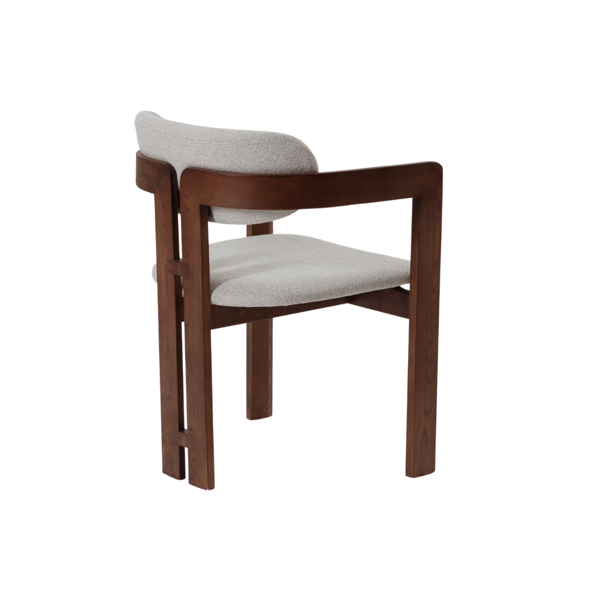 Almira 180cm Walnut & Travertine Dining Table with Clara Walnut & Oatmeal Boucle Chairs