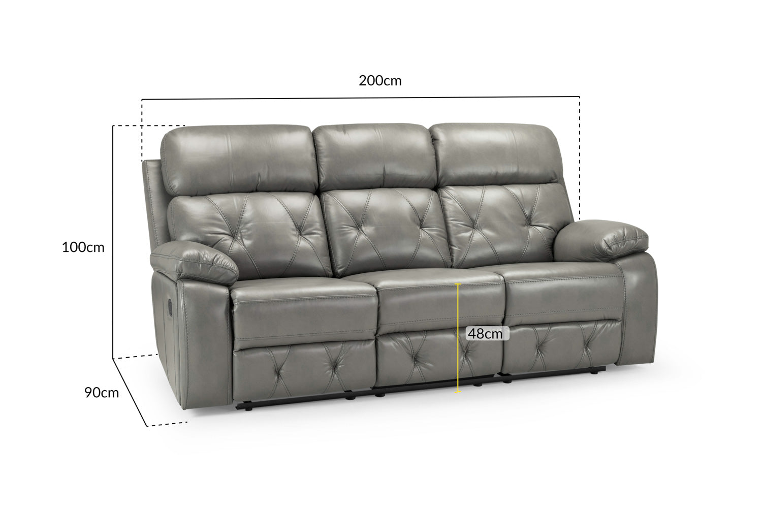 Cody Grey Recliner Sofa 3-Seater