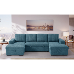 Como Blue U-Shape Sofa Bed