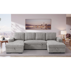Como Grey U-Shape Sofa Bed