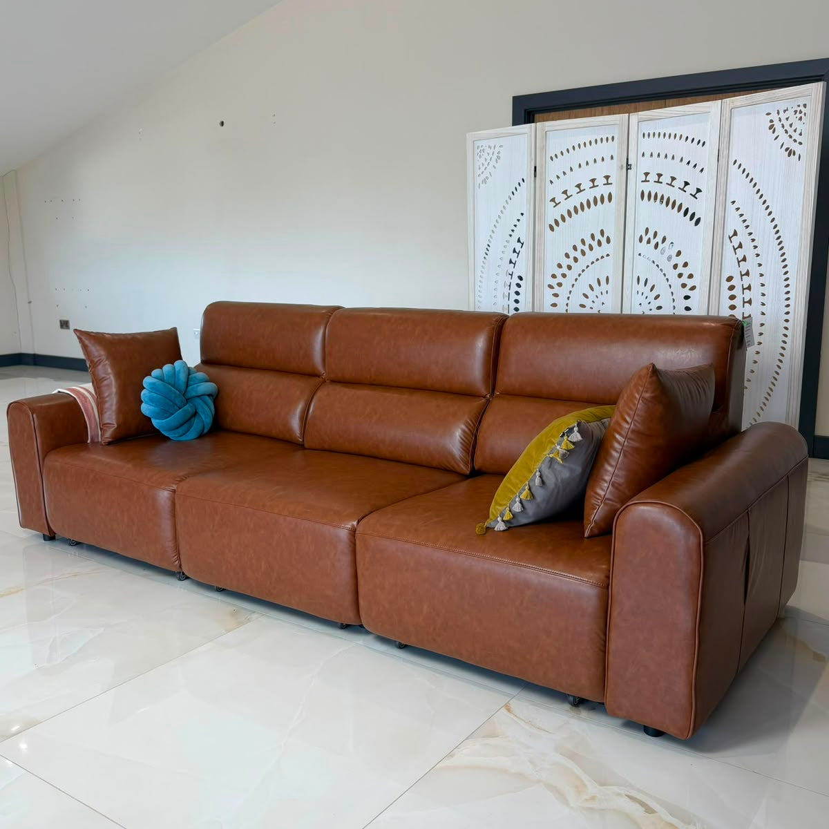 Conway Electric Sofa Brown 3 Seater