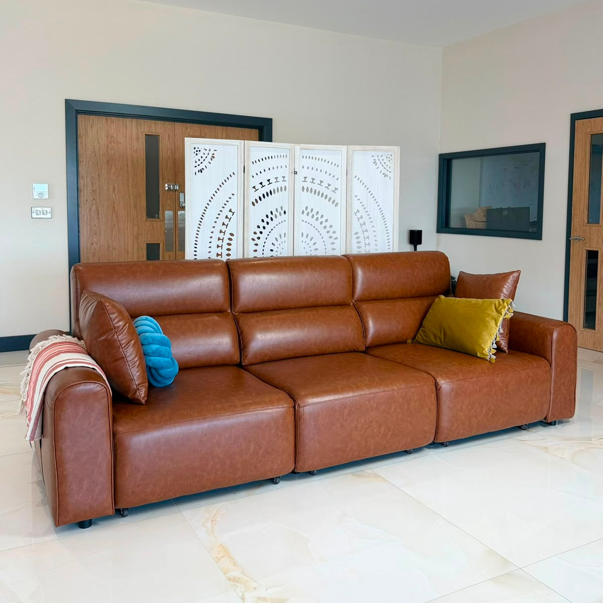 Conway Electric Sofa Brown 3 Seater