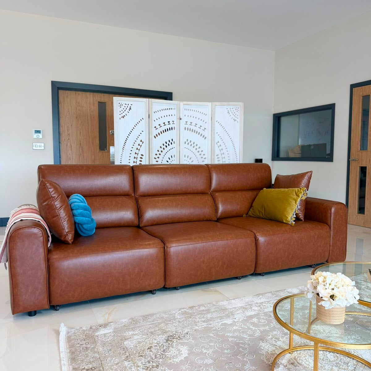 Conway Electric Sofa Brown 3 Seater
