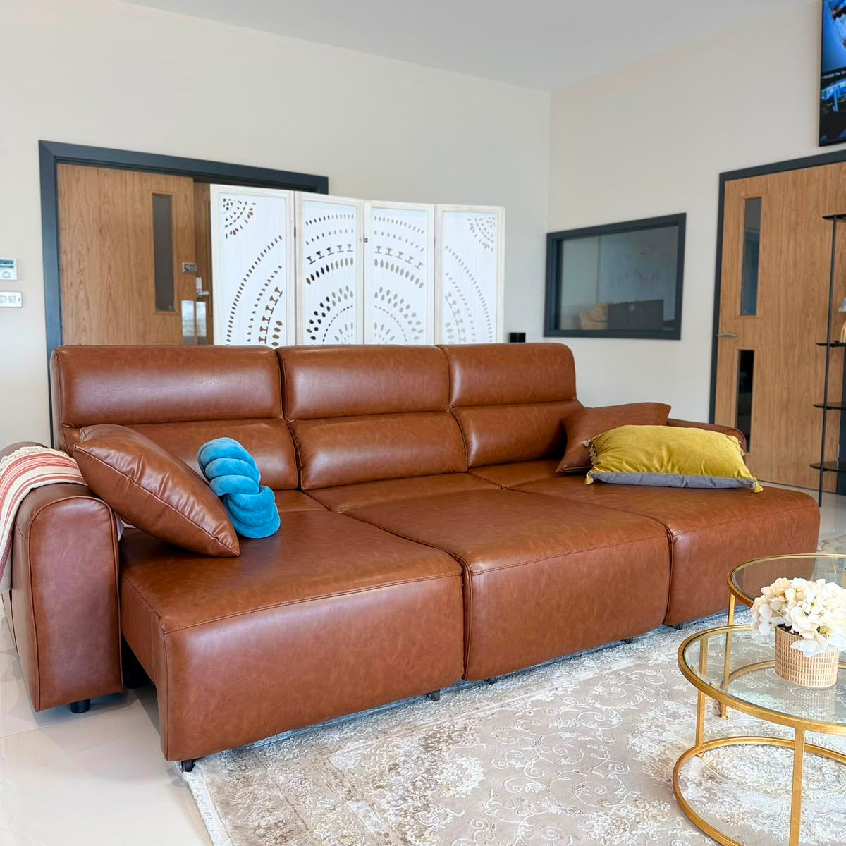 Conway Electric Sofa Brown 3 Seater