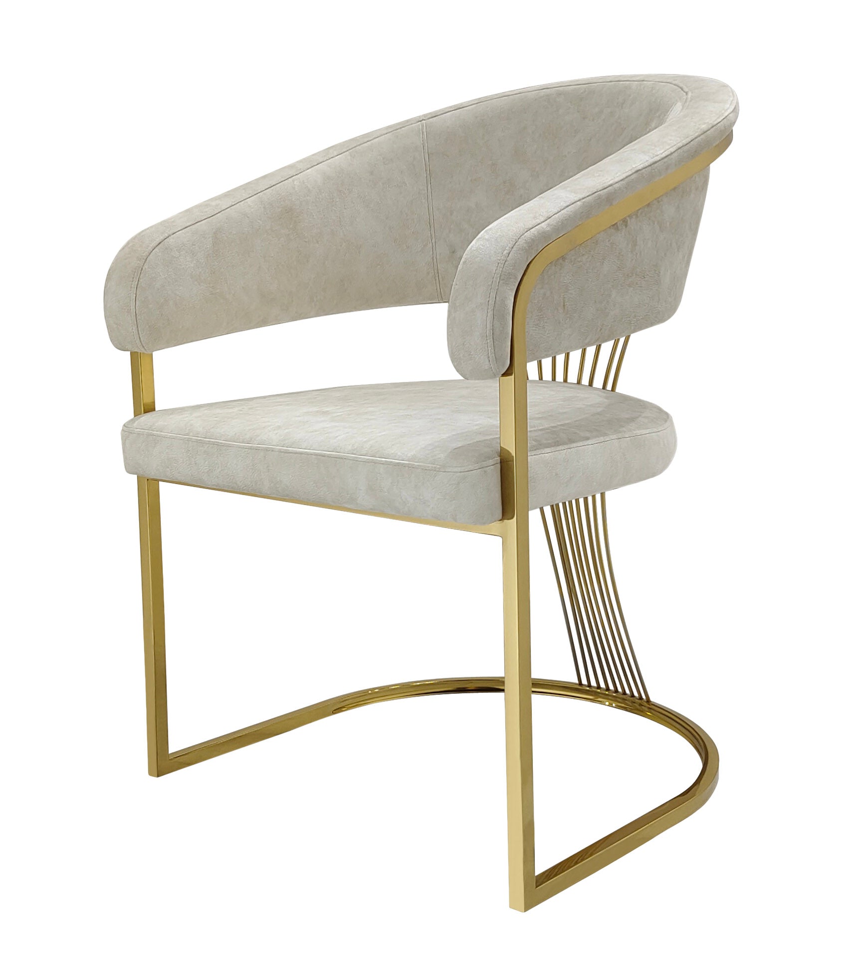 110cm Round Cream Marble Dining Table Set | 4 Gold Dining Chairs | Luxury 110cm Modern Dining Set UK | Premium White Marble Gold Base