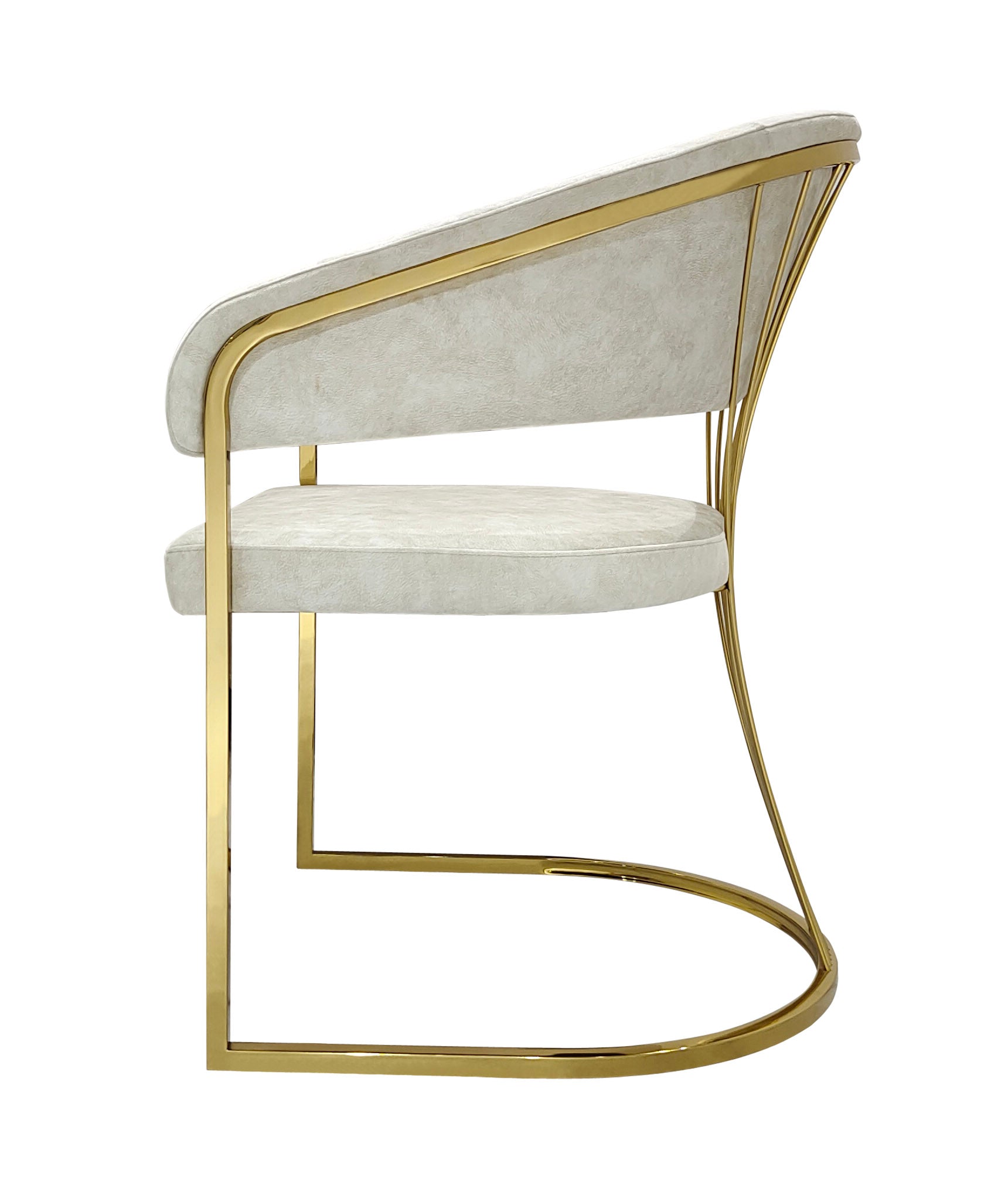 110cm Round Cream Marble Dining Table Set | 4 Gold Dining Chairs | Luxury 110cm Modern Dining Set UK | Premium White Marble Gold Base