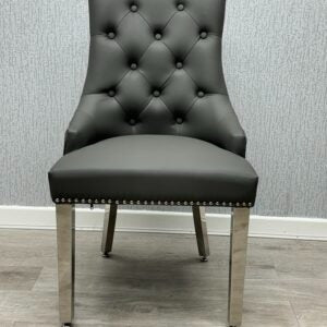 Arianna Grey Marble Dining Table with Majestic PU-Leather Dining Chairs