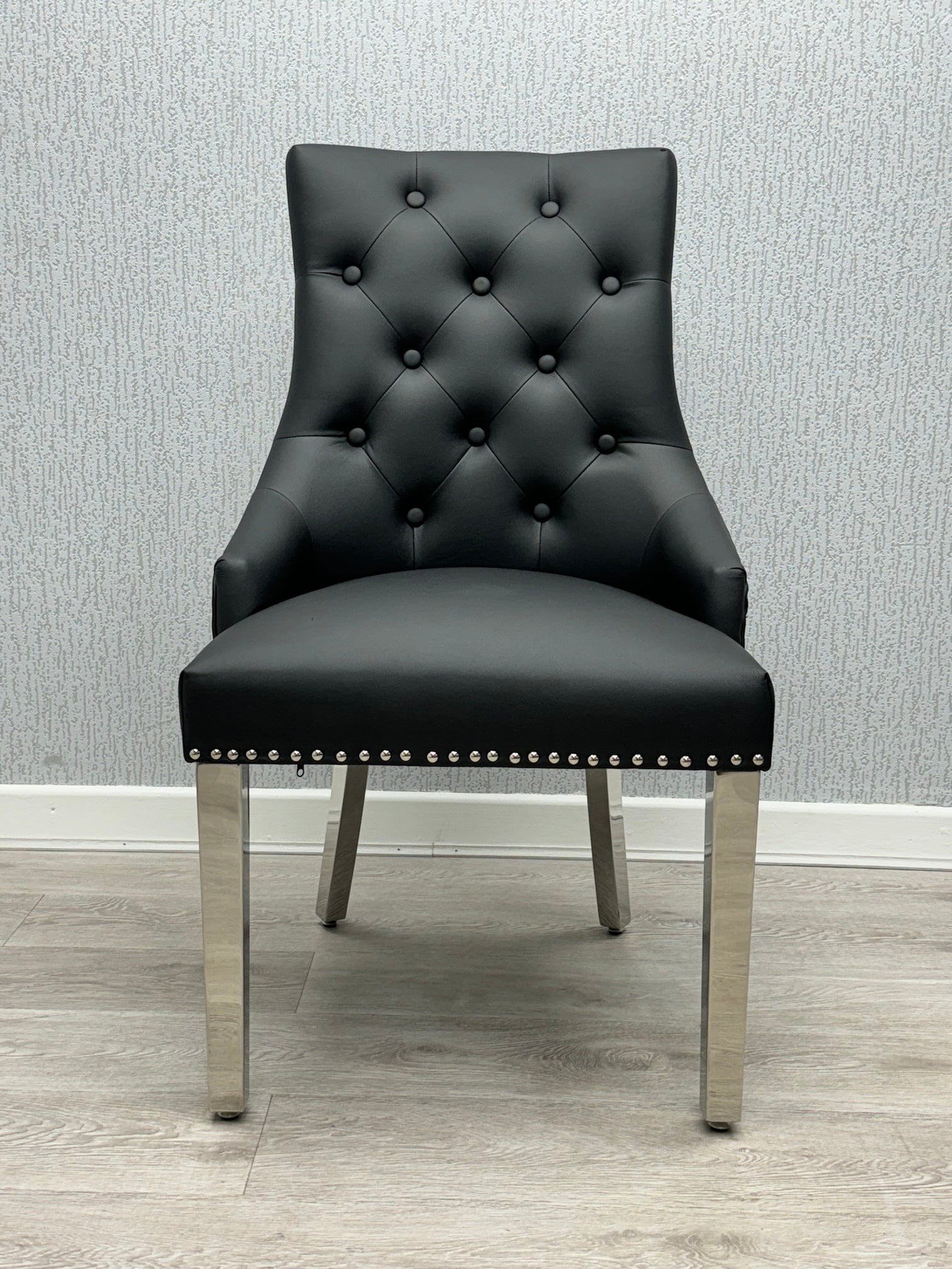 Arianna Grey Marble Dining Table with Majestic PU-Leather Dining Chairs