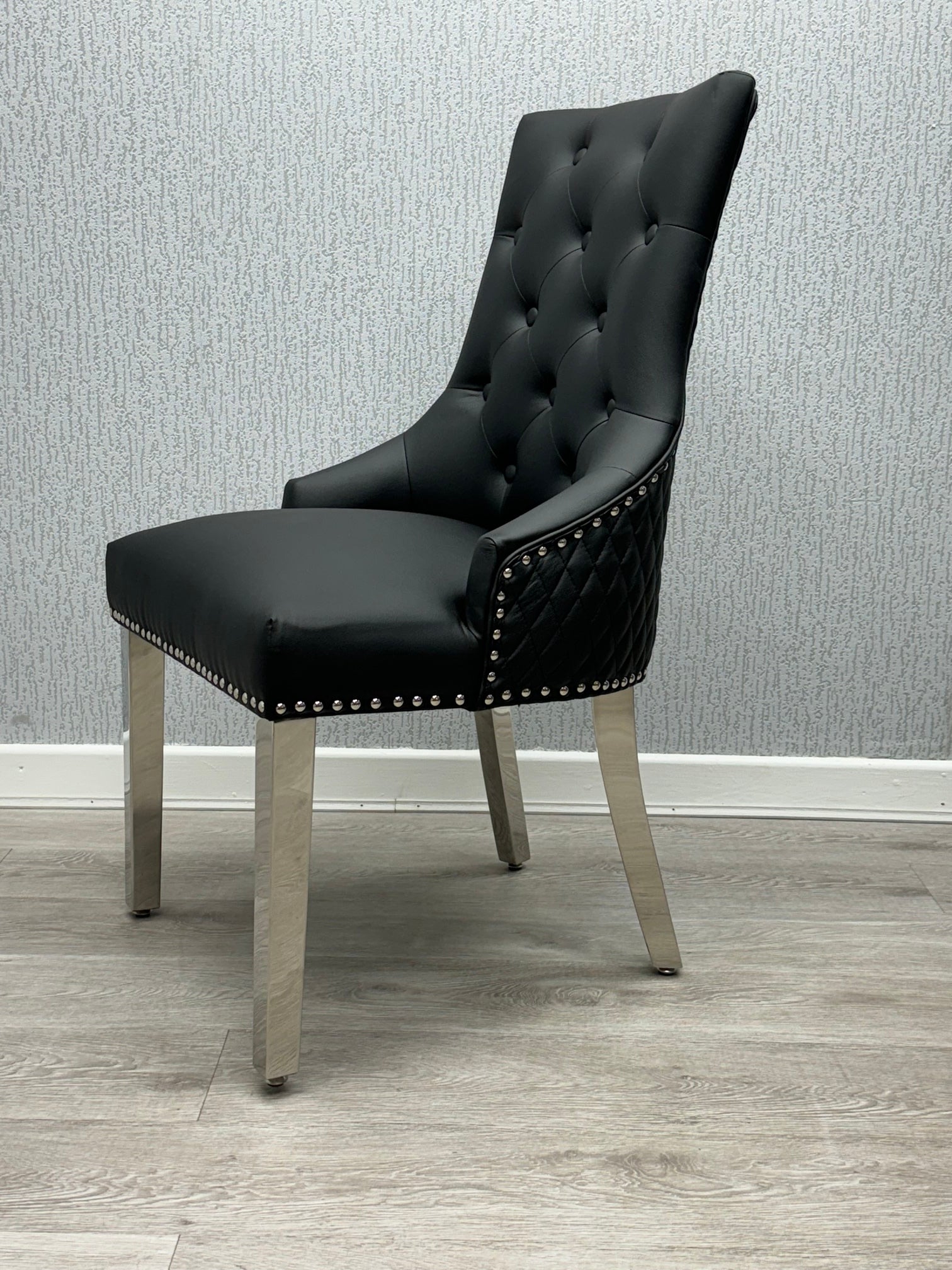 Arianna Grey Marble Dining Table with Majestic PU-Leather Dining Chairs