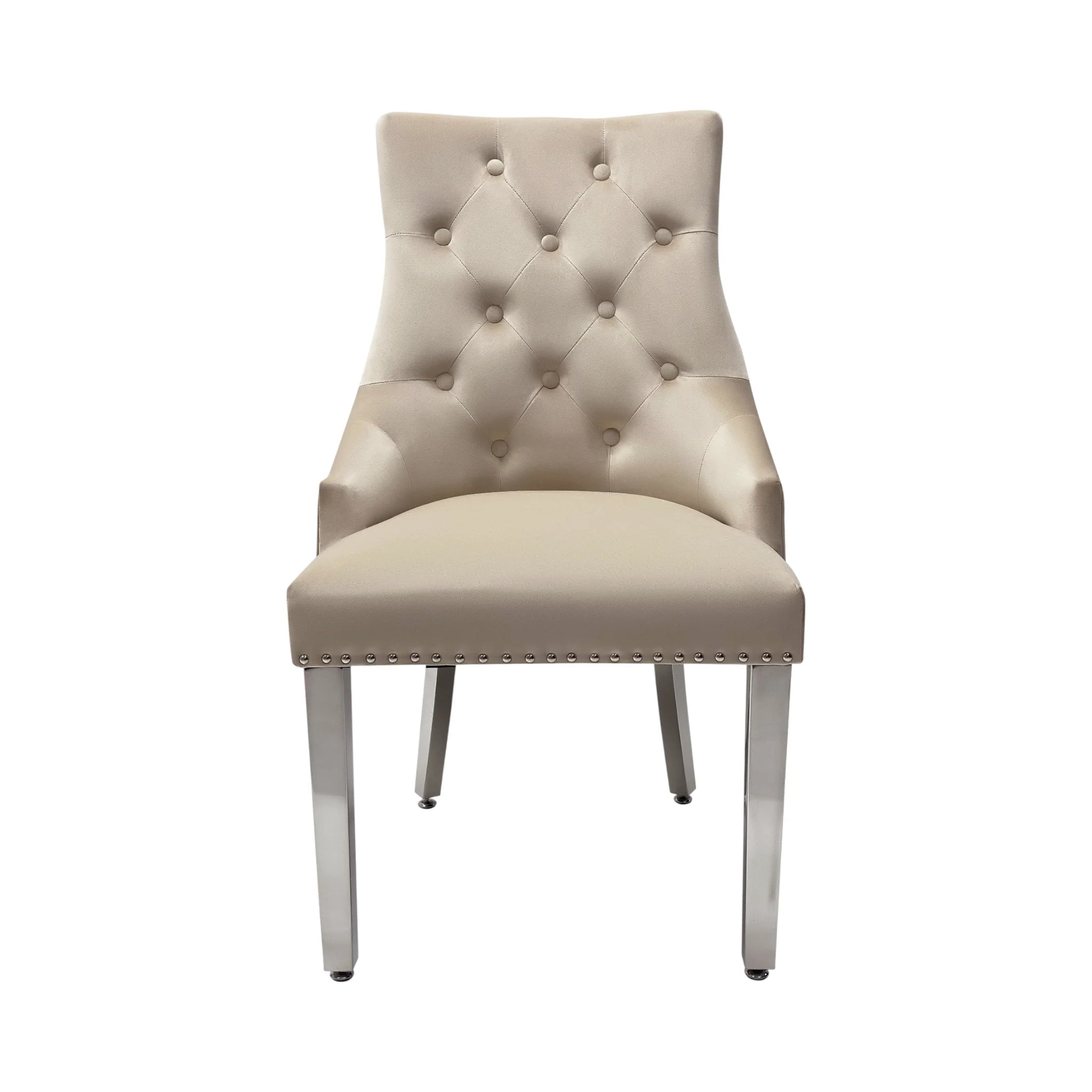 2 x Velvet Lion Knocker Dining Chairs | Luxury Quilted Design