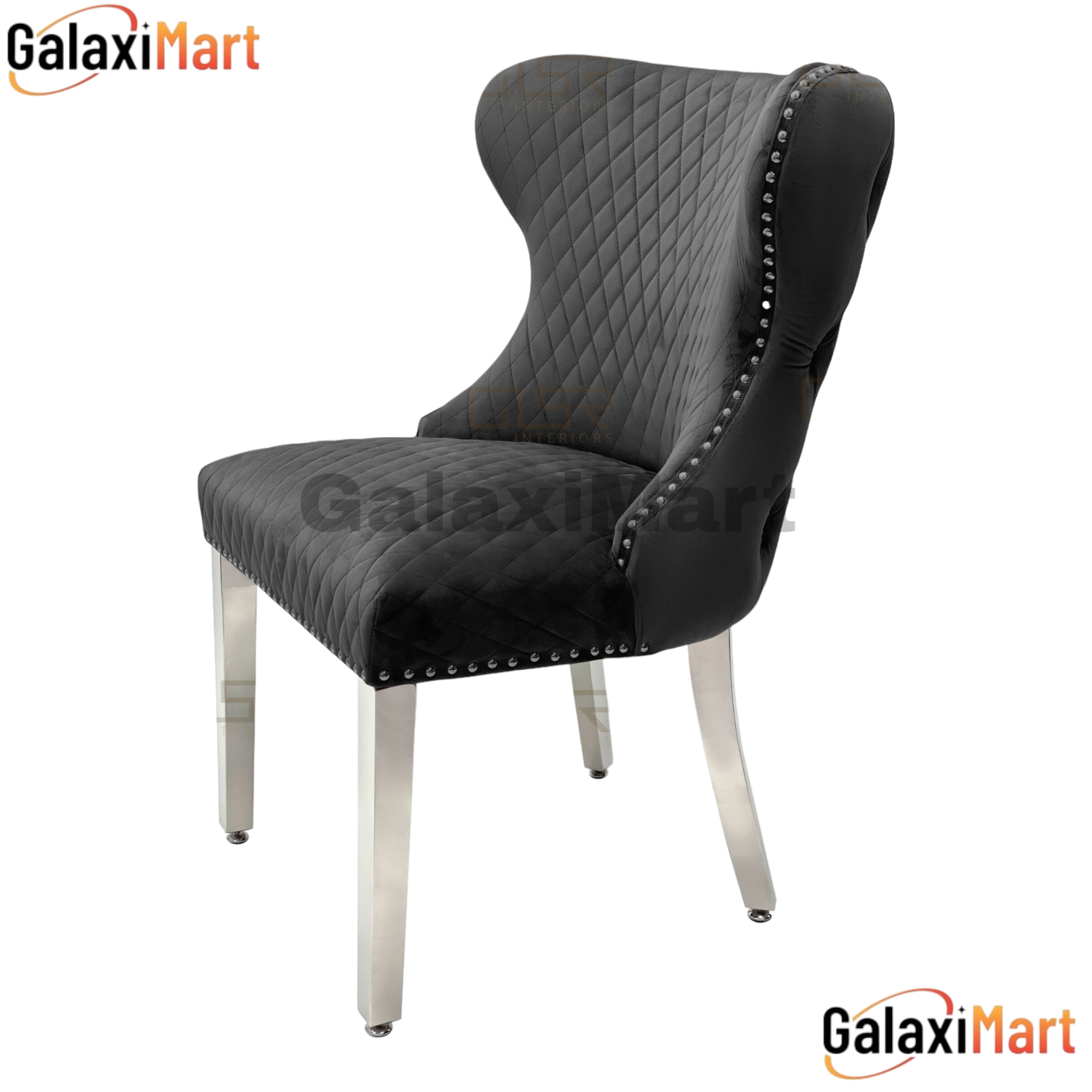 2 Valentino Lion Knocker Velvet Luxury Dining Chairs, Tufted button