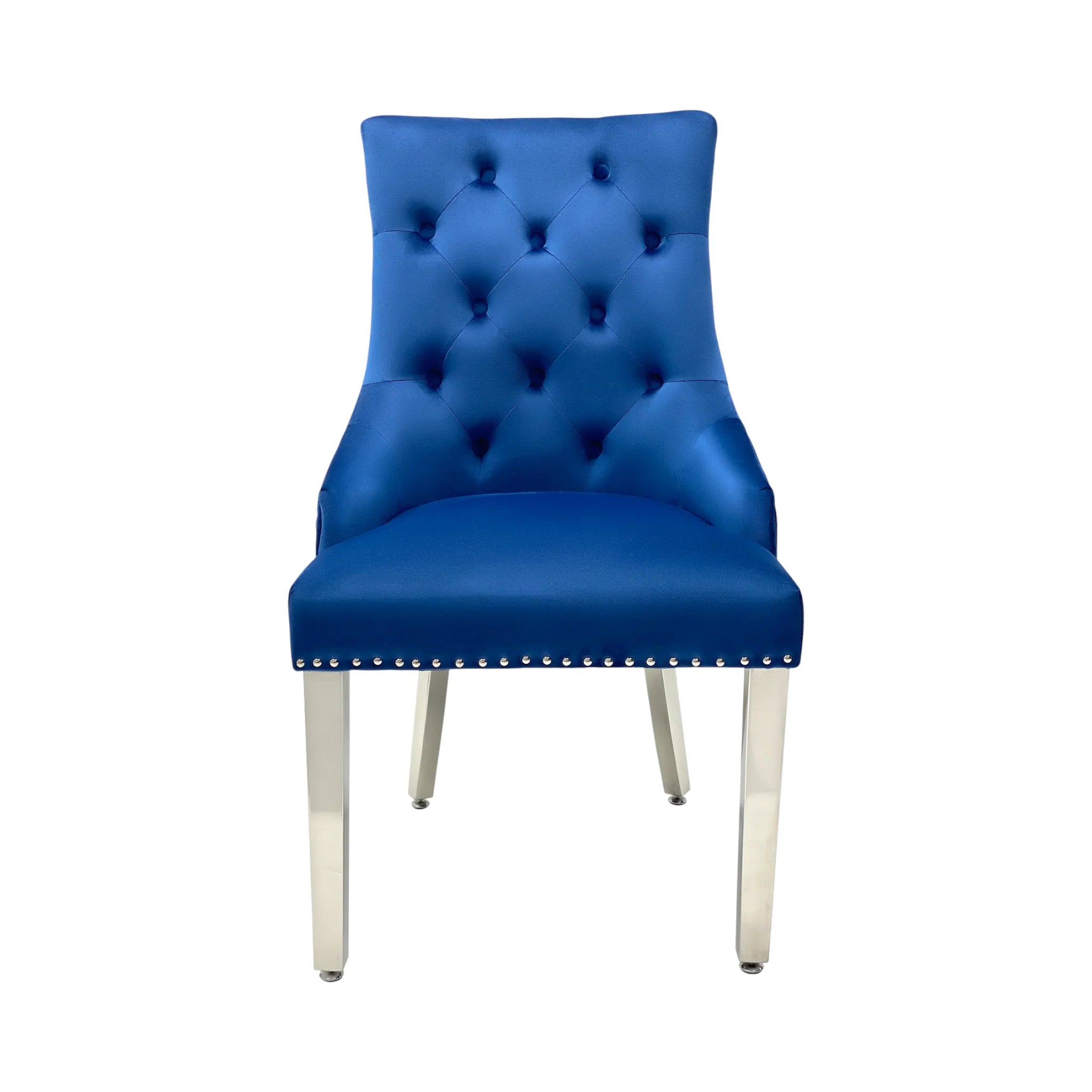 2 x Velvet Lion Knocker Dining Chairs | Luxury Quilted Design