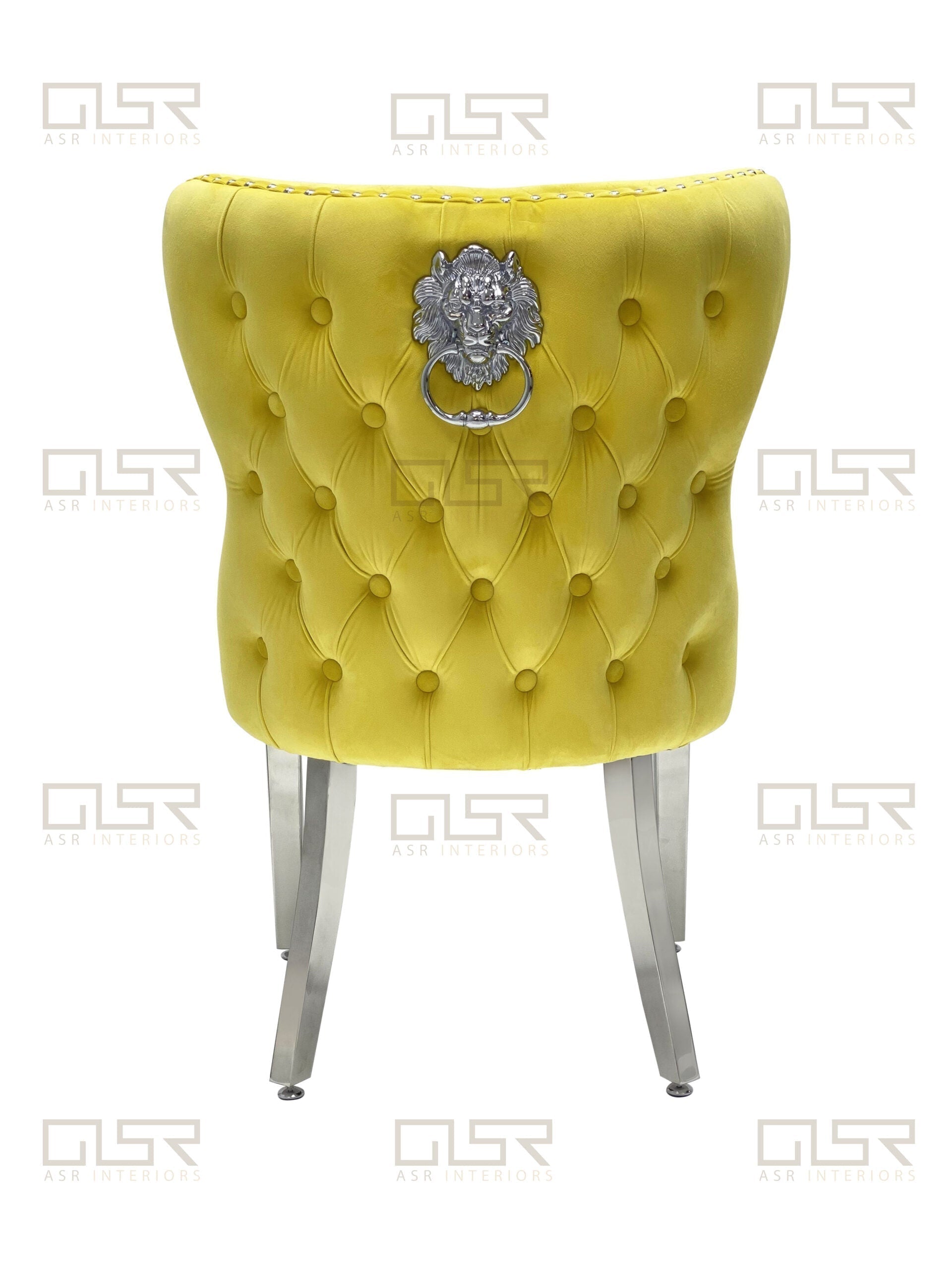 Ariel 180cm Grey Marble Dining Table + Valentino Button Back Lion Knocker Velvet Chairs