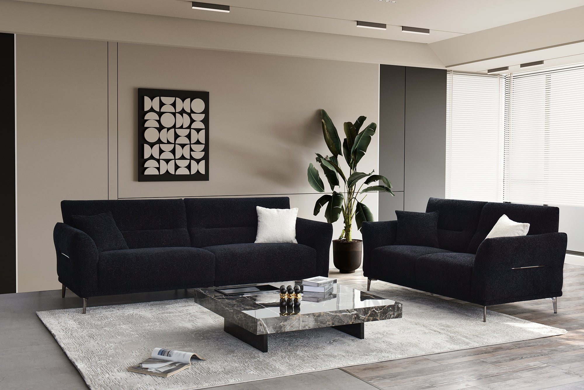 Albany Sofa Range in Black Lux Boucle
