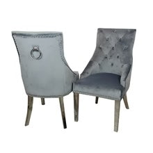 Arianna 150/180/200cm Grey Marble Dining Table with Darcy Ring Knocker Velvet Dining Chairs