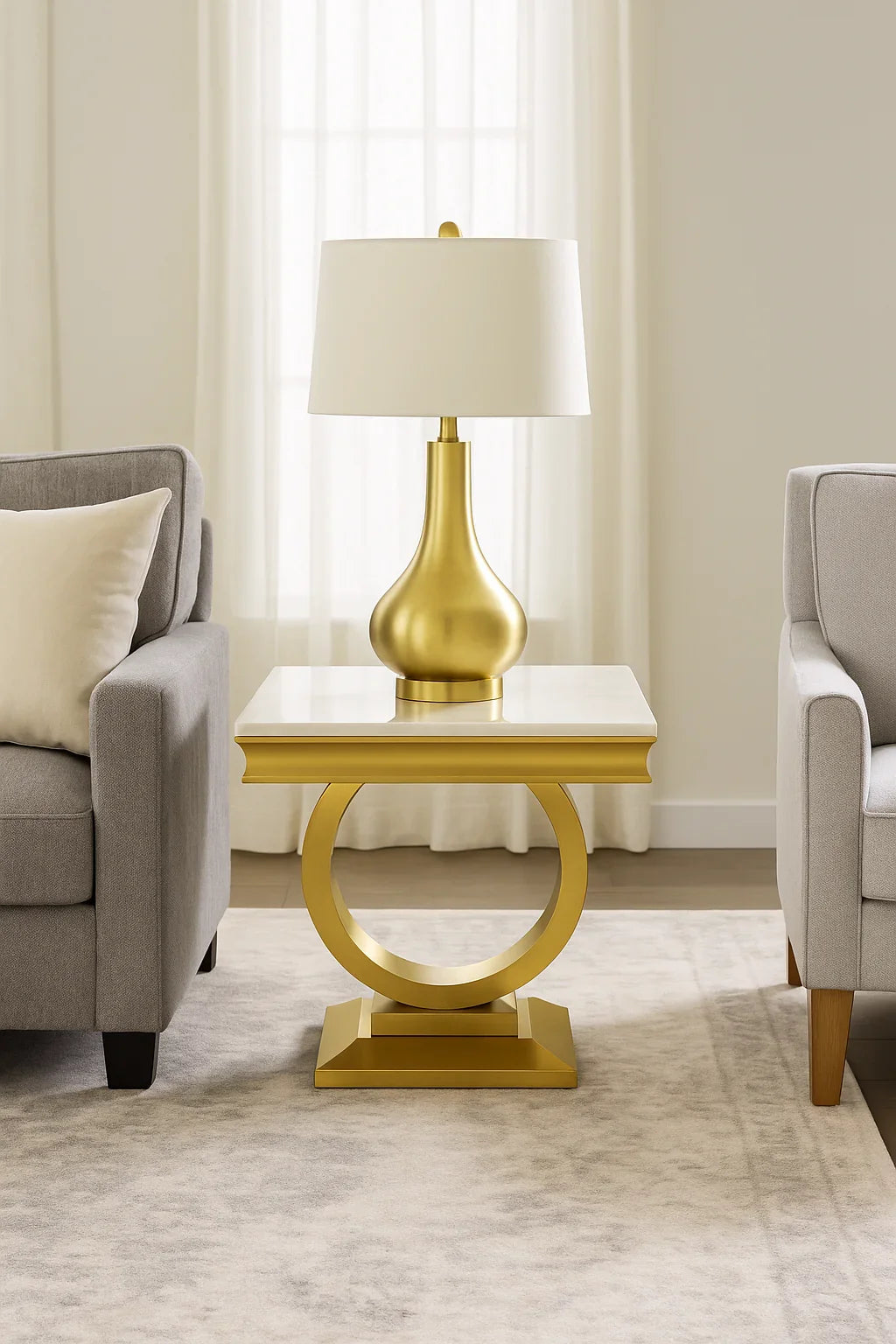 Arriana Gold Marble Lamp Table