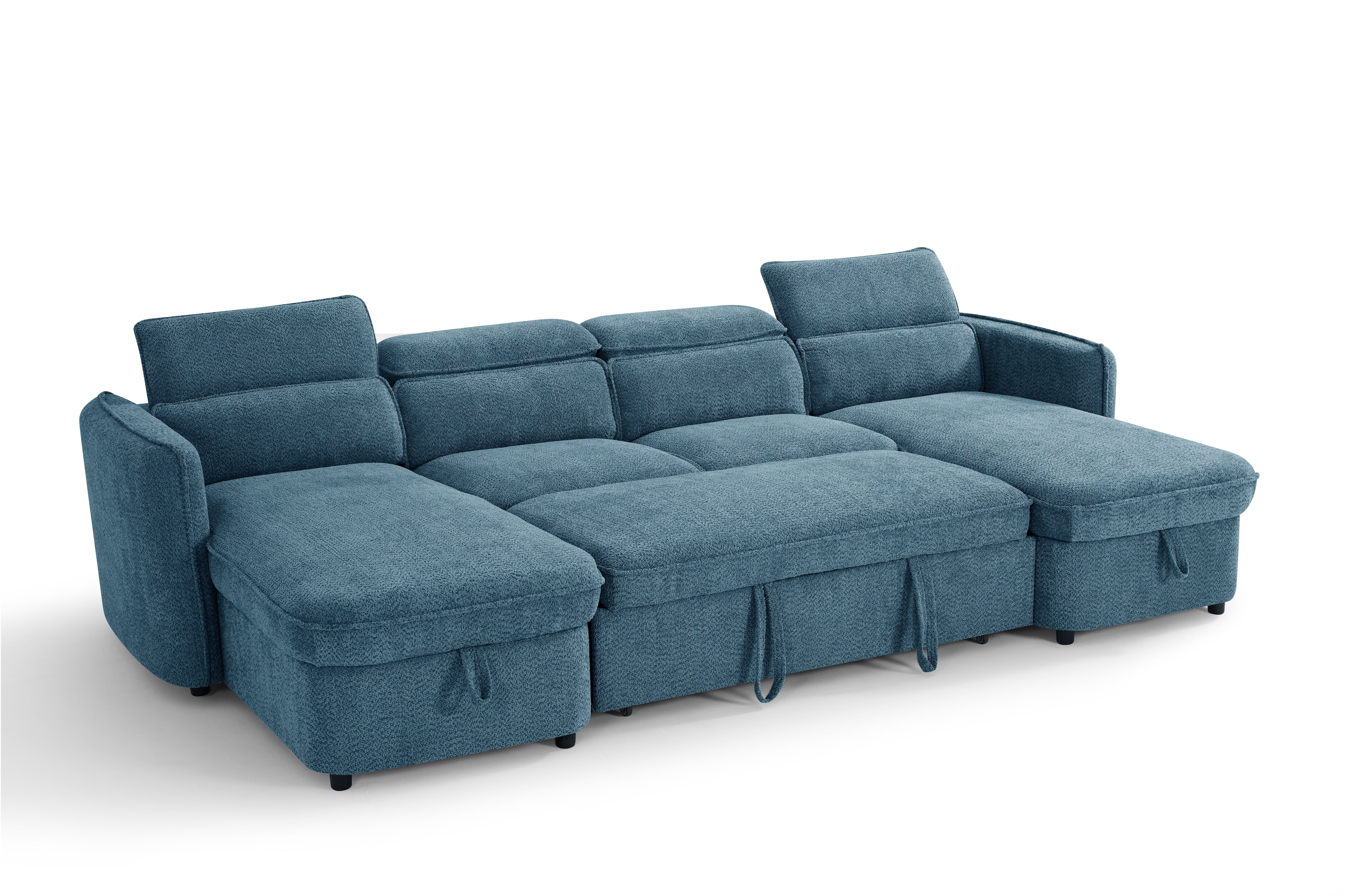 Capri Blue U-Shape Corner Sofa Bed