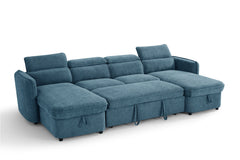 Capri Blue U-Shape Corner Sofa Bed