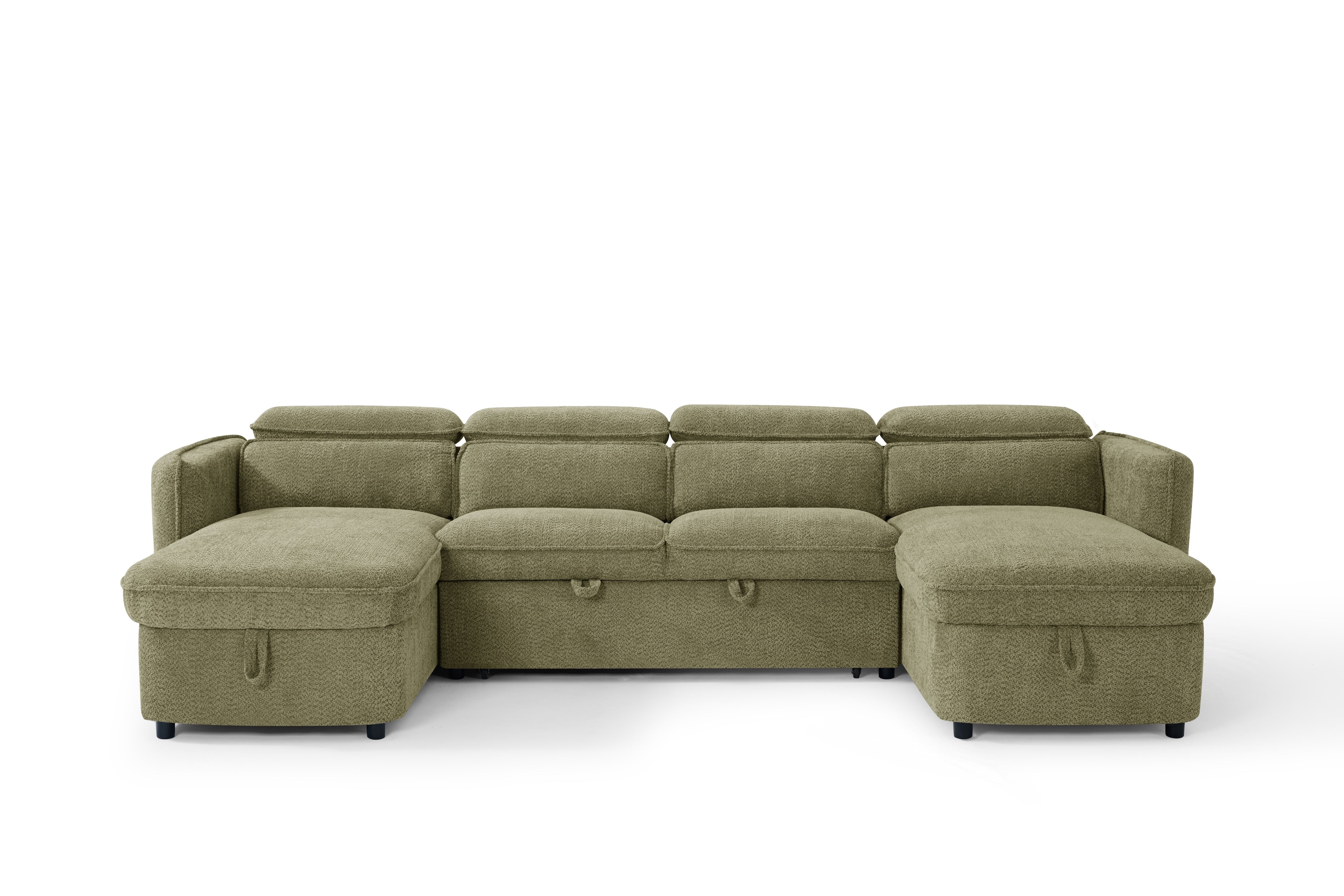 Capri Green U-Shape Corner Sofa Bed