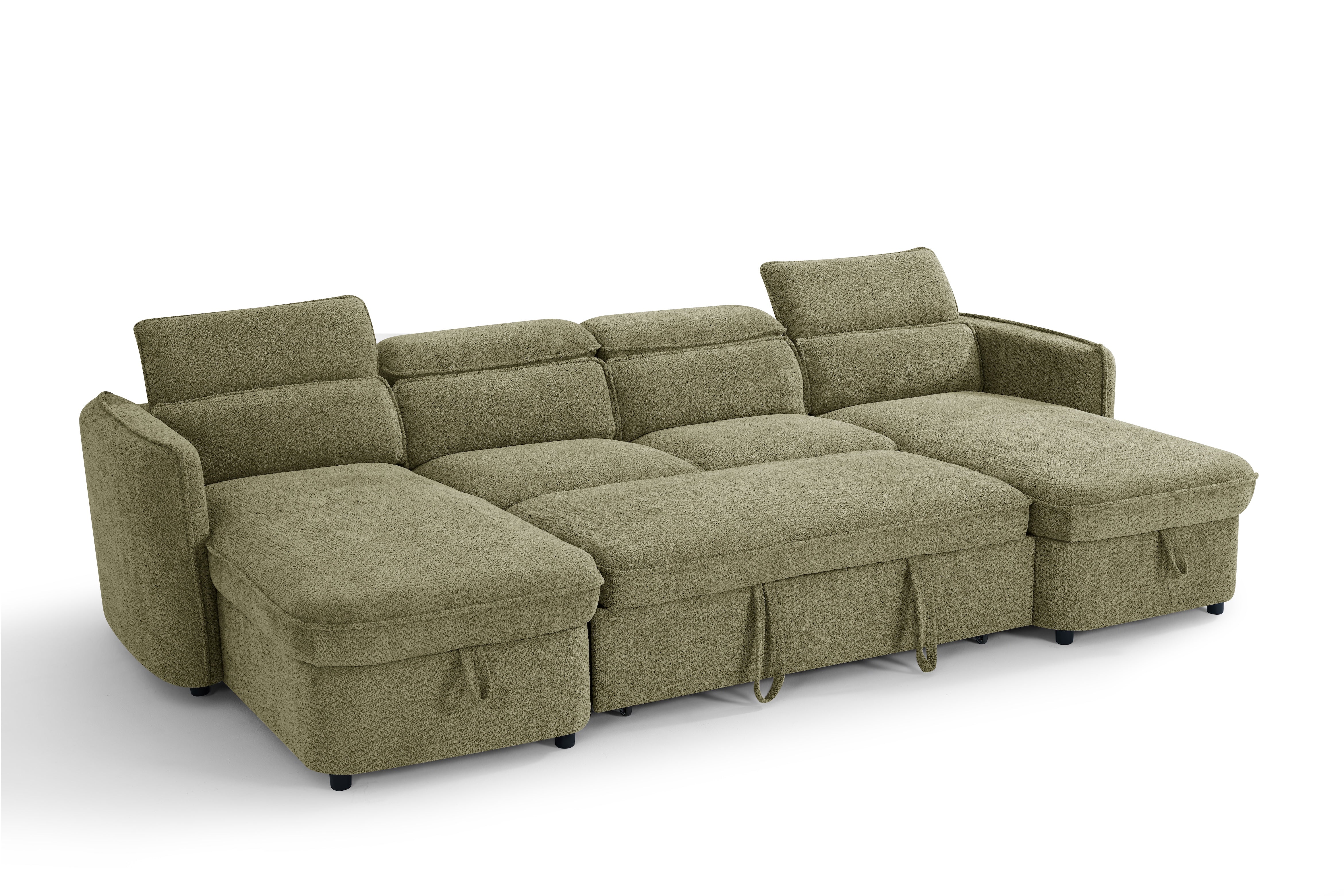 Capri Green U-Shape Corner Sofa Bed