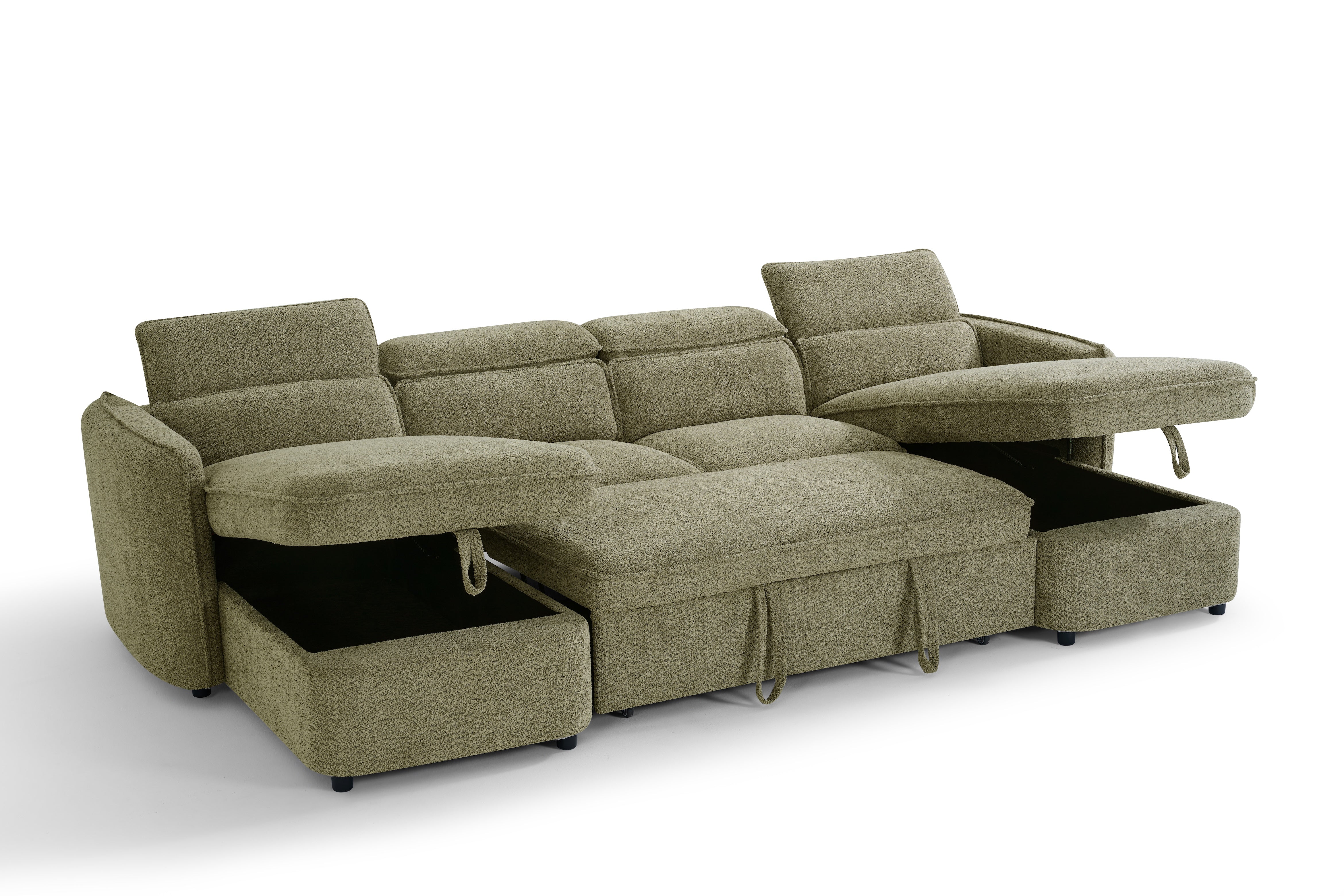 Capri Green U-Shape Corner Sofa Bed