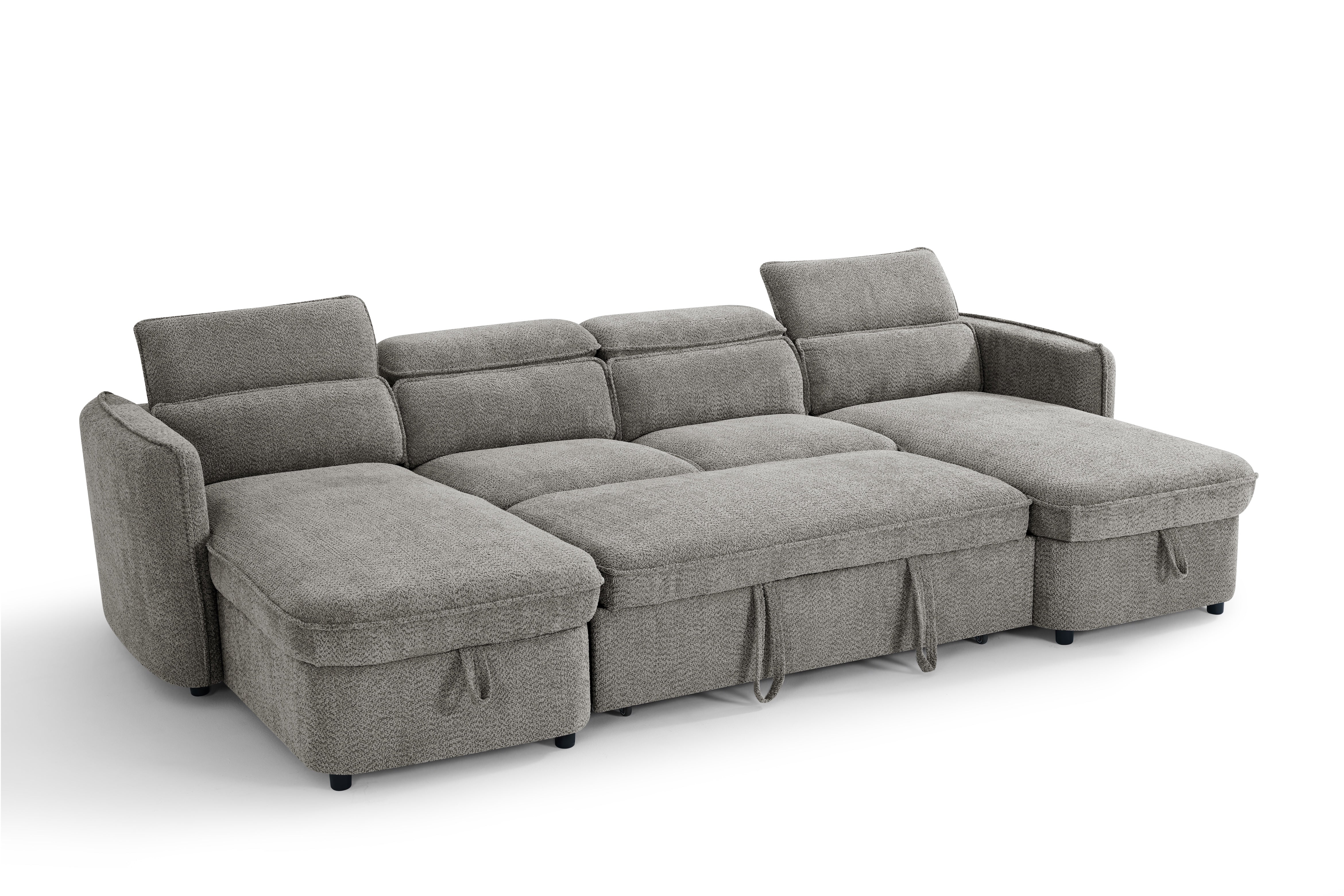 Capri Grey U-Shape Corner Sofa Bed