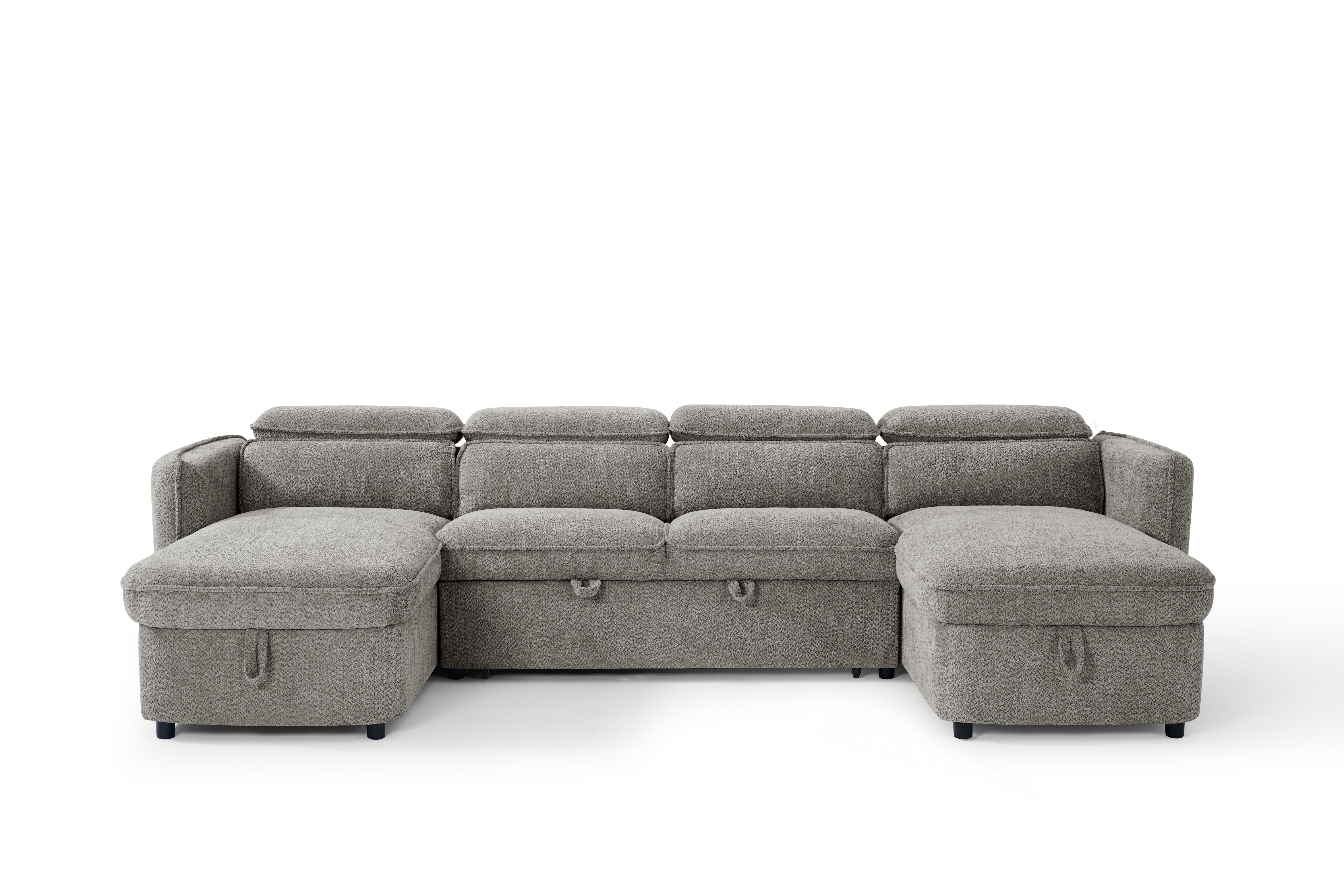 Capri Grey U-Shape Corner Sofa Bed
