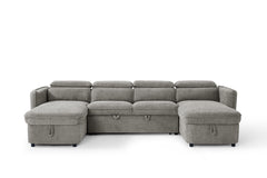 Capri Grey U-Shape Corner Sofa Bed