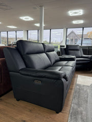 Boston Genuine Leather Electric Recliner Sofa Black 3+2 Set