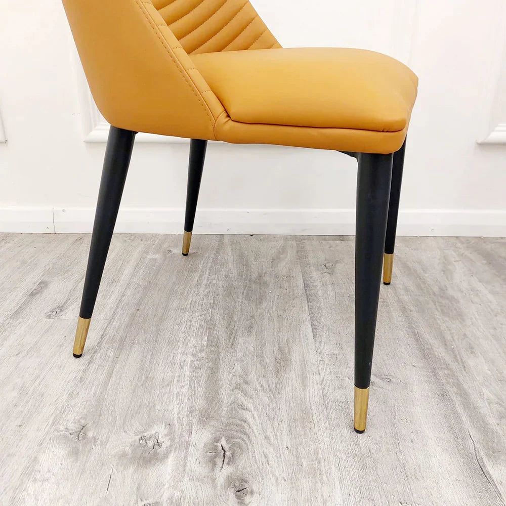 Carpi 140cm Black Dining Table with Sintered Ceramic Stone Top With Set of Alba Leather Dining Chair
