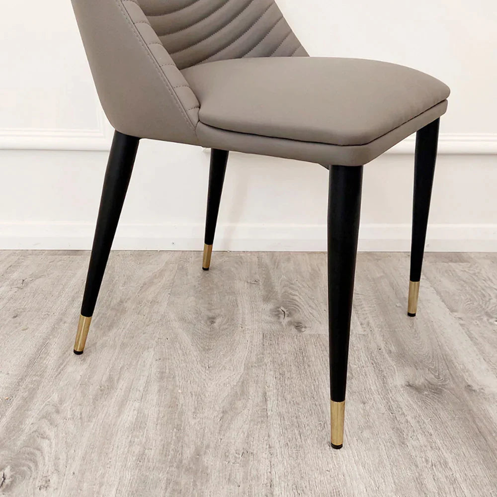 Carpi 140cm Black Dining Table with Sintered Ceramic Stone Top With Set of Alba Leather Dining Chair