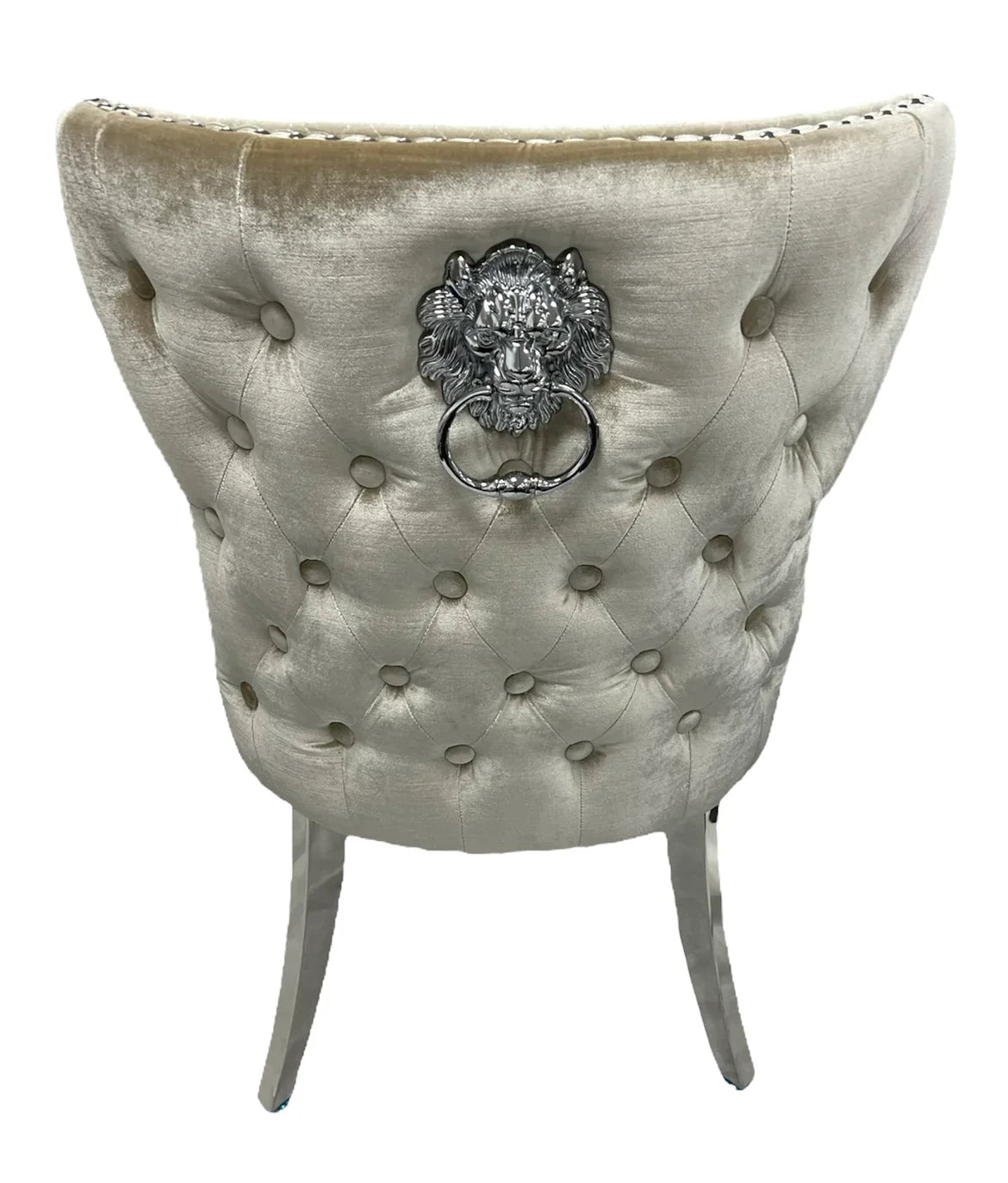Bologna 130cm Grey Marble Round Dining Table with Set of Lewis Grey Lion Knocker Button Dining Chairs