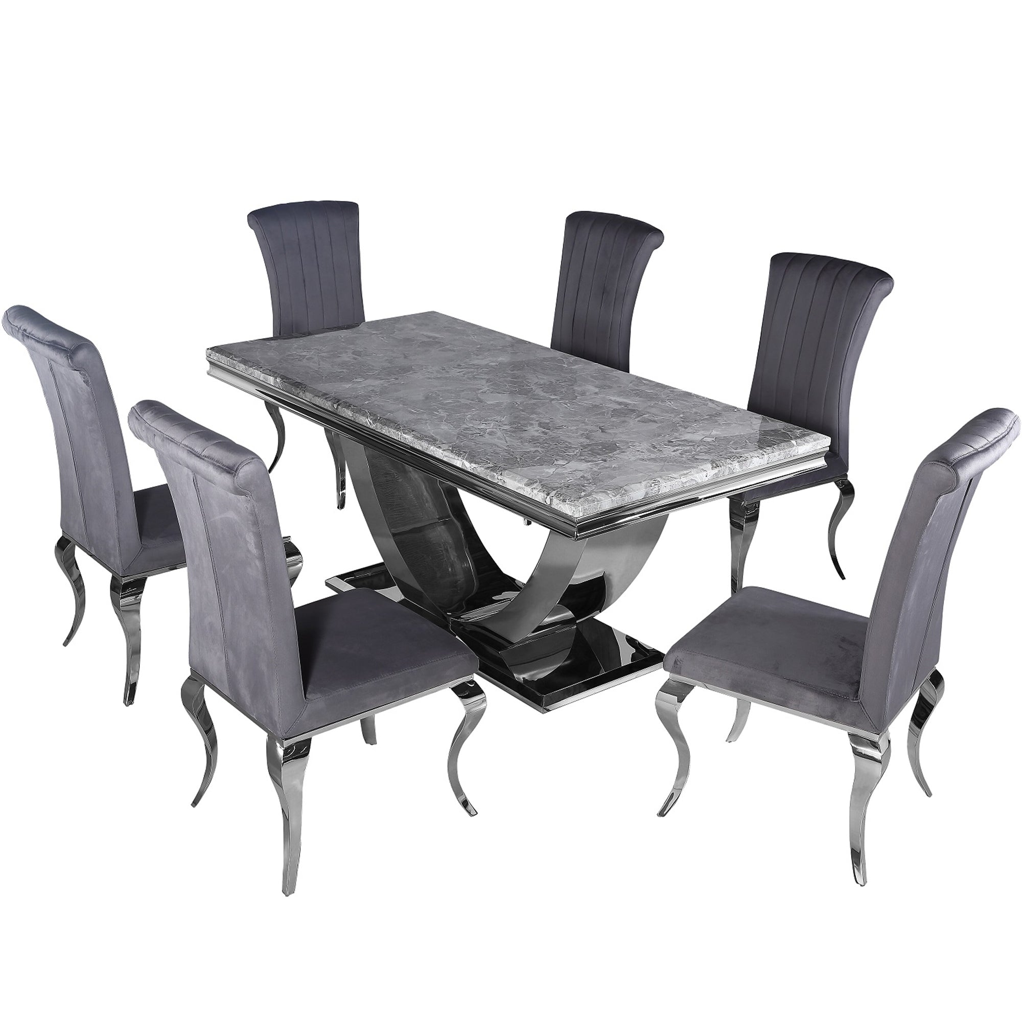 Ariel Marble & Chrome Dining Table – Modern Luxury Dining Table