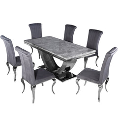 Ariel Marble & Chrome Dining Table – Modern Luxury Dining Table