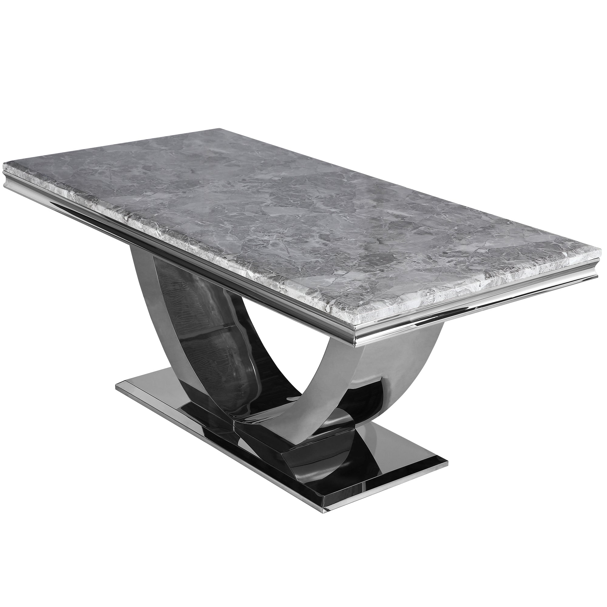 Ariel White Marble Dining Set with PU Leather Lion Knocker Chairs | Galaxy Mart