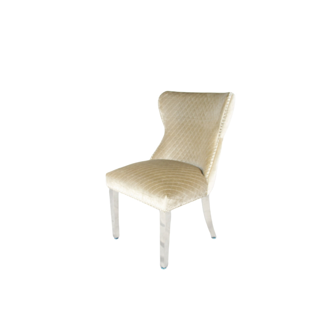 Arial Mixed Brown Marble Dining Table +London Button Back Lion Knocker Dining Chairs