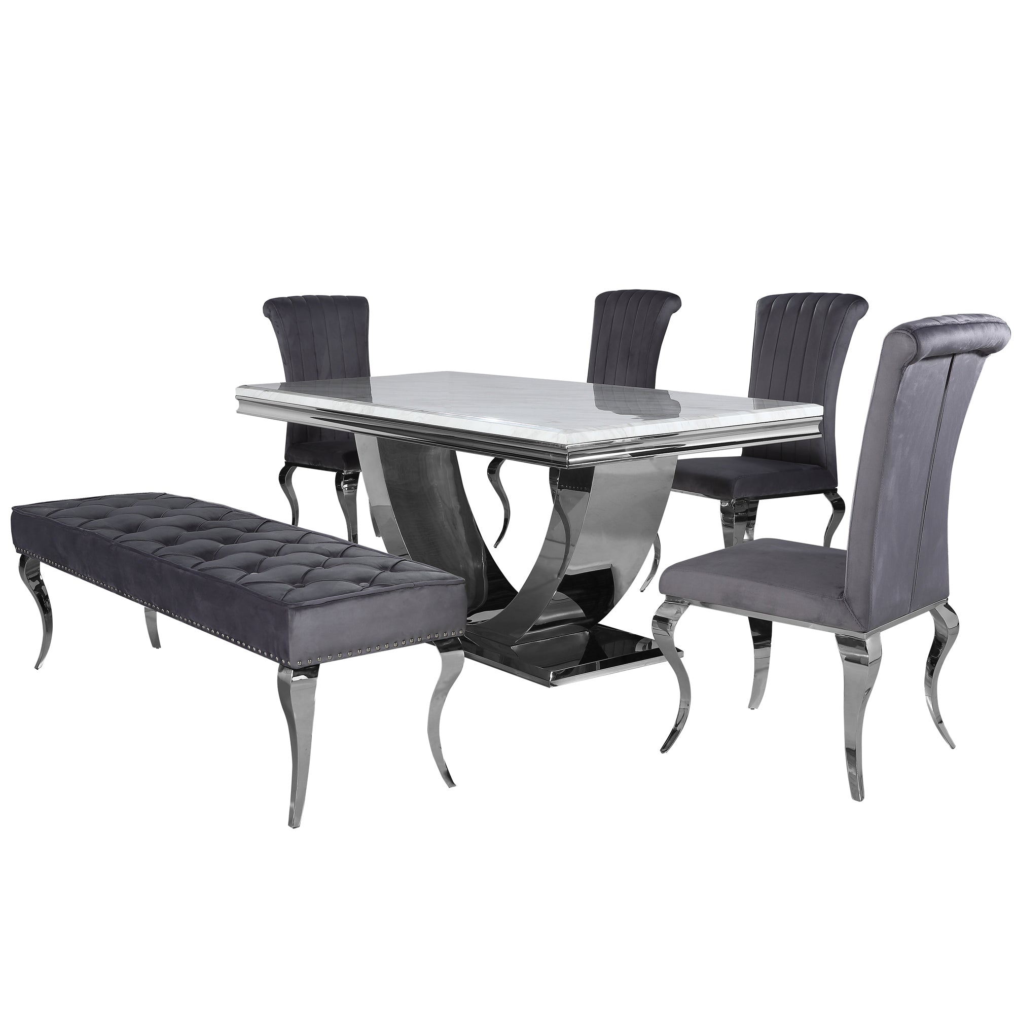 Ariel Marble & Chrome Dining Table – Modern Luxury Dining Table